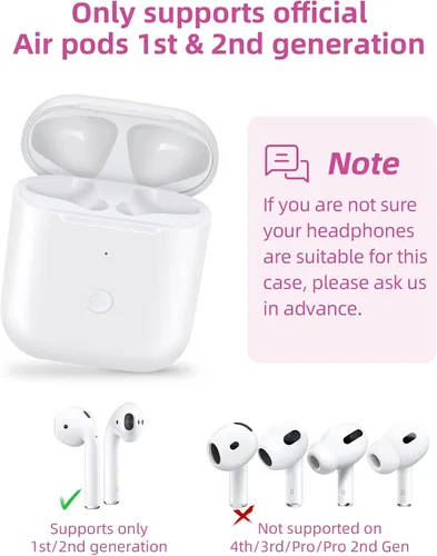 Miniatura 2 de Funda de carga inalámbrica de repuesto compatible con AirPods de 1ª y 2ª generación con botón de emparejamiento de sincronización Bluetooth (negro)