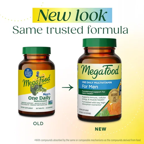Miniatura 2 de MegaFood One Daily Multivitaminas para Hombres - Multivitamínico para Hombres - Vitamina C, Vitamina D3 y Vitamina B12 - Apoyo Muscular