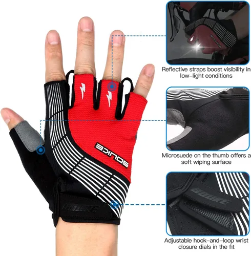 Miniatura 2 de Souke Sports Guantes de ciclismo Guantes acolchados de medio dedo para bicicleta con absorción de golpes, antideslizantes, transpirables, MTB