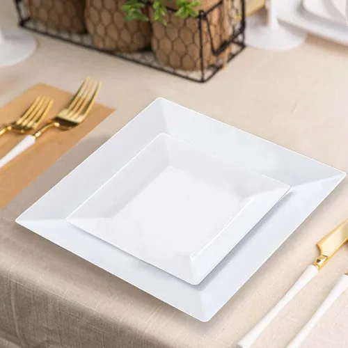 Miniatura 6 de Efavormart - Paquete de 60 platos cuadrados de plástico transparente de 4 pulgadas, platos de postre desechables