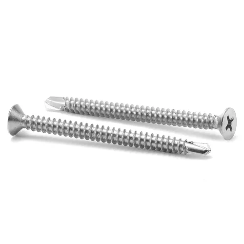 Miniatura 13 de Tornillos de chapa metálica #8 x 1-1/4 pulgadas, 100 tornillos Tek de cabeza plana de acero inoxidable 410, tornillos autorroscantes rápidos por SG