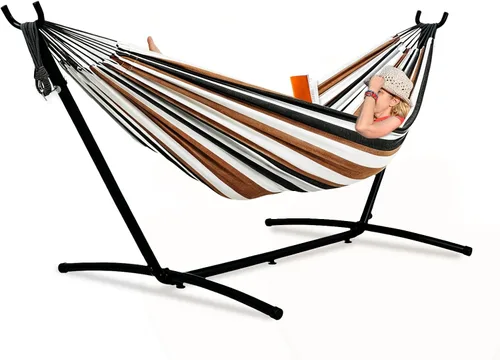 Miniatura 23 de Lazy Daze Hammocks Hamaca doble con soporte de acero de 9 pies que ahorra espacio, incluye funda de transporte portátil, capacidad de 450 libras