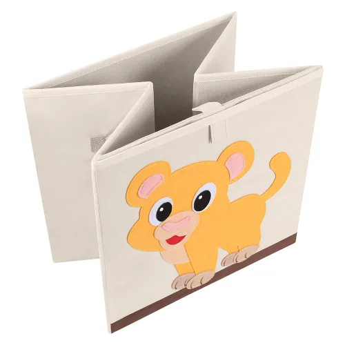 Miniatura 4 de Contenedores de almacenamiento de cubo animal plegables de tela, caja/cofre/organizador de juguetes para niños, 13 pulgadas (León bebé)