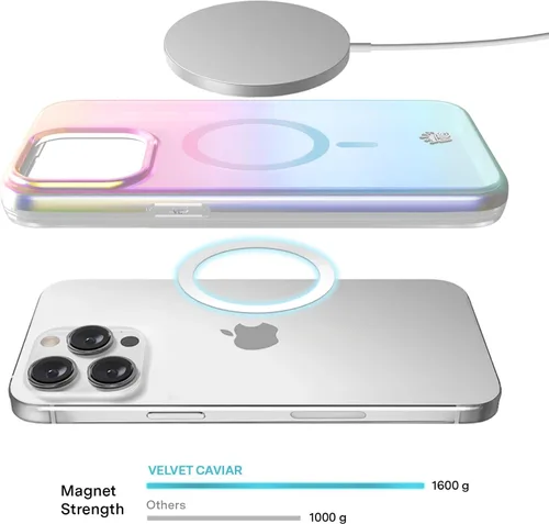 Miniatura 3 de VELVET CAVIAR Funda para iPhone 15 Pro Max, compatible con MagSafe, probada en caídas de 10 pies, ópalo blanco iridiscente Blanco (White Opal)
