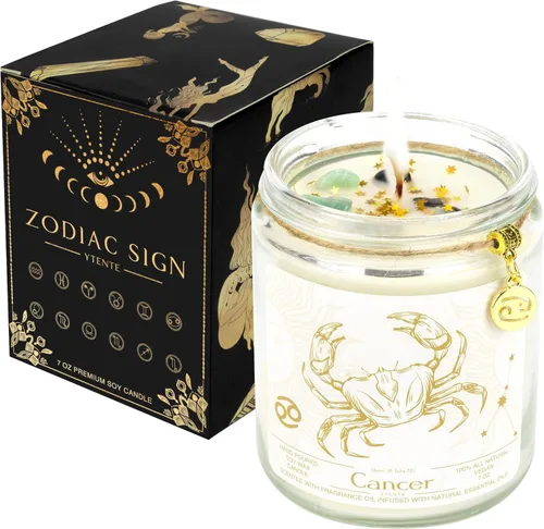 Miniatura 18 de Regalo de velas de signo del zodiaco Sagitario, tarro de velas de cristales del signo del zodiaco, astrología con aroma a lavanda, velas de soja