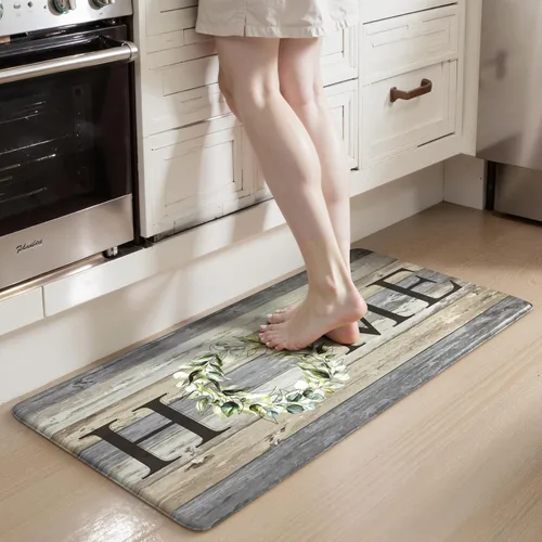 Miniatura 34 de KIMODE Alfombra Antifatiga para Cocina 2 Piezas, Alfombras de Cocina Impermeables y Antideslizantes, Alfombra de Cocina de Estilo Rústico para Piso