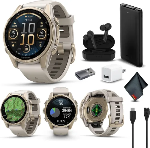 Miniatura 12 de Garmin Fenix 8 AMOLED Premium Multisport GPS Smartwatch gris pizarra con banda de silicona negra, linterna LED incorporada, paquete de reloj