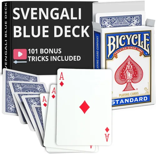 Miniatura 45 de Ted's Sterling Magic Precision Blue Rider Back Bicicleta Svengali Deck con instrucciones para más de 100 trucos (2 de clubes)
