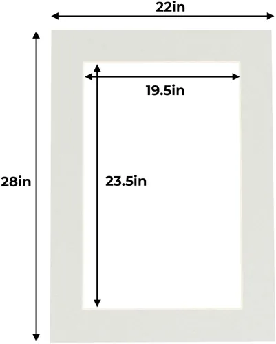 Miniatura 4 de Tapete de 22 x 28 pulgadas para fotos de 20 x 24 pulgadas, tablero gris precortado para marcos de 22 x 28 pulgadas, corte biselado mate para mostrar