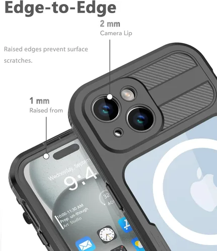 Miniatura 3 de Diseño para iPhone 15 Plus Funda impermeable de 6.7 pulgadas, cuerpo completo protector a prueba de golpes a prueba de polvo para iPhone 15 Plus