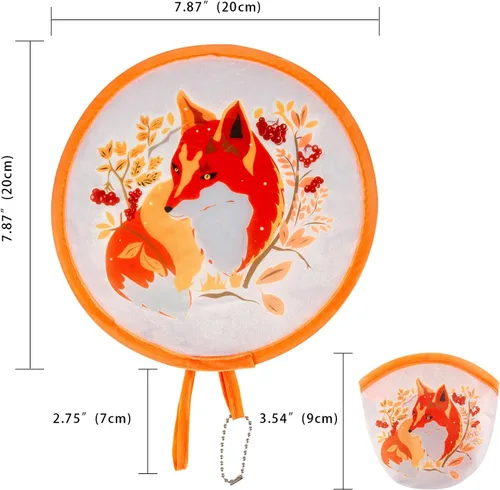 Miniatura 2 de Ventilador de mano plegable redondo de 4 estilos de flores de animales, ventilador plegable japonés plegable de mano, ventilador de refrigeración