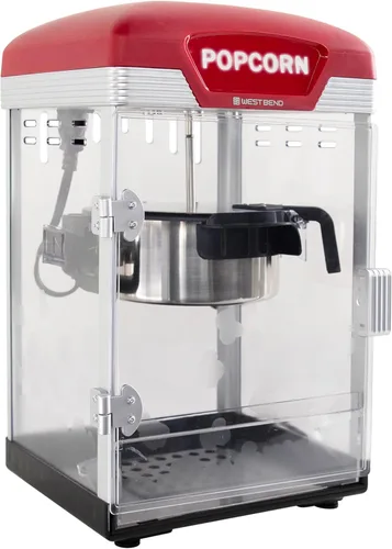 West Bend Stir Crazy - Máquina de hacer palomitas de cine con caldera antiadherente, incluye herramienta de medición y cuchara para palomitas para