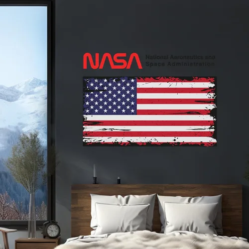 Decoración de pared de la bandera estadounidense de la NASA, decoración I Space para habitación de niños, calcomanía de la NASA para decoración de