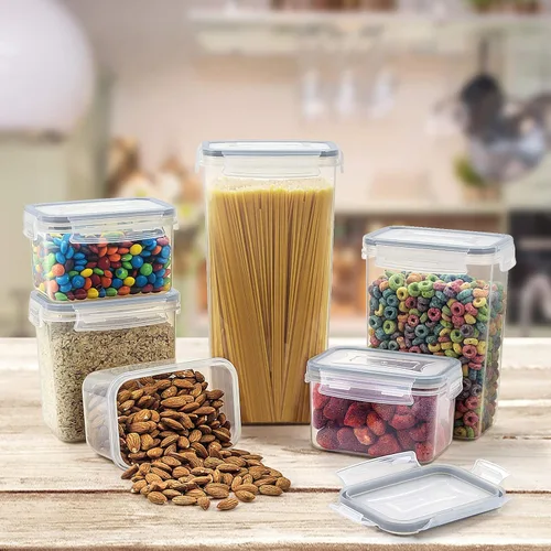 Miniatura 6 de Wildone Contenedores herméticos de almacenamiento de alimentos con tapas, juego de 14 recipientes de plástico para cocina, para organización y Gris