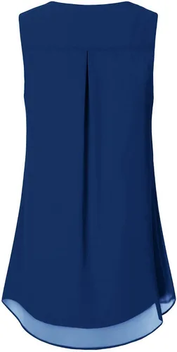 Miniatura 3 de Timeson - Camiseta de gasa sin mangas, blusa casual de doble capa para mujer