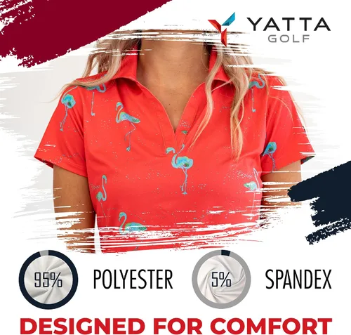 Miniatura 5 de YATTA GOLF Polo de golf para mujer resistente a las arrugas absorbe la humedad y cuello en V para mujer