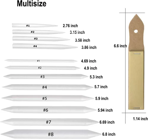 Miniatura 6 de 33 piezas de tocones de mezcla y tortillones de papel para dibujar con sacapuntas de papel de lija, extensión de borrador amasado, esponja