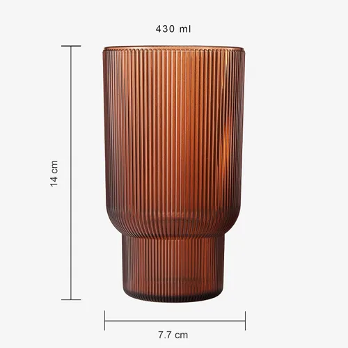 Miniatura 6 de Juego de 4 vasos altos de acrílico inastillables, estilo europeo, aptos para lavavajillas, acanalados, juego de 4, tritán estriado, plástico Naranja