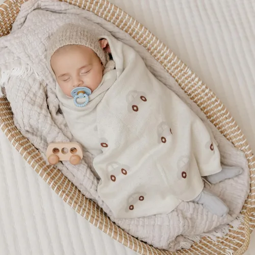 Miniatura 4 de Manta para recibir bebés Bleu La La para niños, 100% algodón suave como la mantequilla, acogedora, manta envolvente para cochecito, regalo para baby