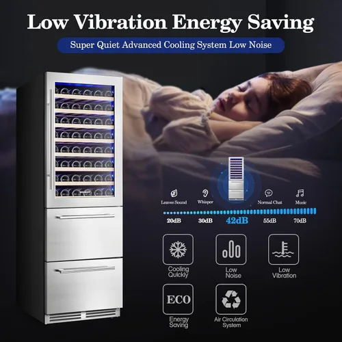 Miniatura 4 de BODEGA Refrigerador de vino y bebidas, enfriador de vino de doble zona 2 en 1 de 24 pulgadas, enfriador de bebidas integrado o independiente, luz