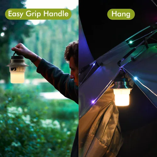 Miniatura 5 de Luces LED recargables y linterna, lámpara impermeable con 5 modos de luces RGB, luz de tienda de campaña de brillo ajustable, linterna al aire libre