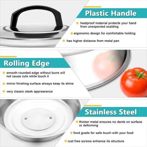 Miniatura 3 de Cúpula para Derretir Queso de 12 Pulgadas, HaSteeL Cubierta Redonda de Acero Inoxidable para Rociar y Vaporizar, Cúpula Grande Sólida para Plancha