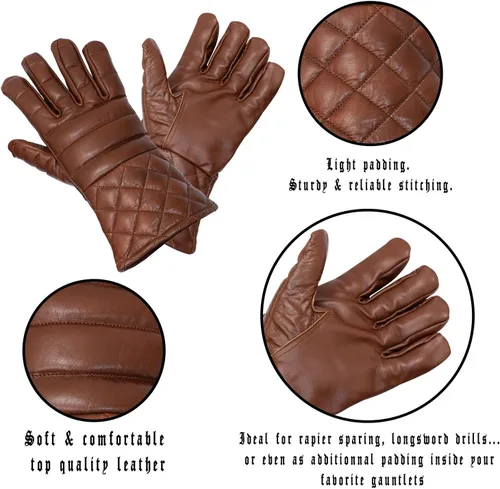 Miniatura 2 de Mythrojan Guantes de esgrima de espadachín: Hema Guantes de cuero ligeramente acolchados Renacimiento medieval