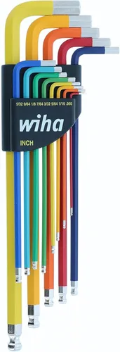 Miniatura 10 de Wiha 66982 ErgoStar - Juego de llaves hexagonales en L con extremo de bola, 22 piezas, pulgadas y métricas, acabado cromado, soporte duradero