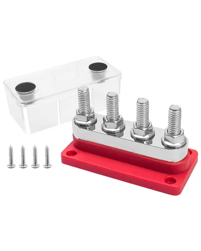 Miniatura 7 de GMURA Barra de bus resistente 12-48V 600A Max, 4 pernos M10 (3/8 pulgadas) Bloque de terminales de barra colectora de cobre de alta corriente