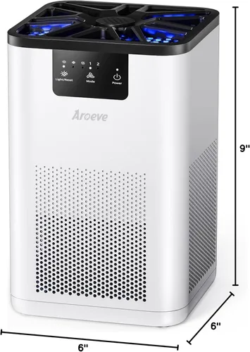 Miniatura 8 de AROEVE Purificadores de aire para dormitorio, purificador de aire con función de aromaterapia para humo de mascotas, polen, caspa, pelo, olor, Blanco