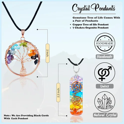 Miniatura 3 de BEZAVO Árbol de la vida de los siete chakras, hecho a mano, piedra preciosa de cristal curativo para energía positiva, equilibrio espiritual