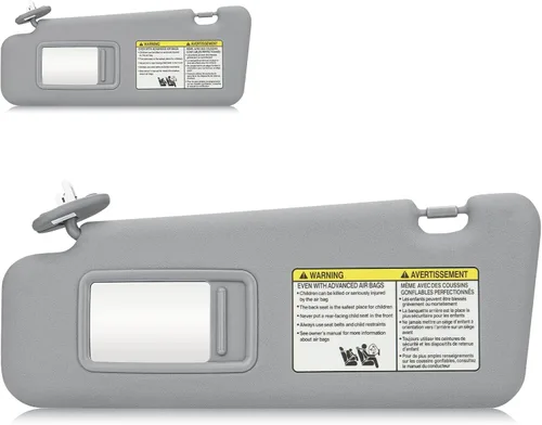 Miniatura 9 de Visera solar izquierda del lado del conductor con luz para Toyota Highlander 2008 2009 2010 2011 2012 2013, repuesto para 74320-48500-B0, beige