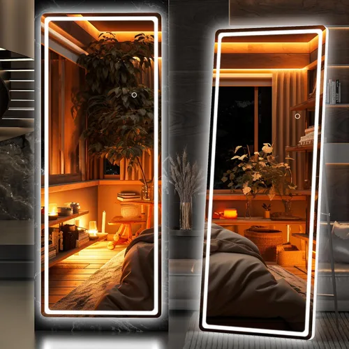 Miniatura 18 de Hasipu Espejo de longitud completa con luces, espejo de pie LED de 65 x 22 pulgadas, espejo de cuerpo completo para vestirse, espejo montado