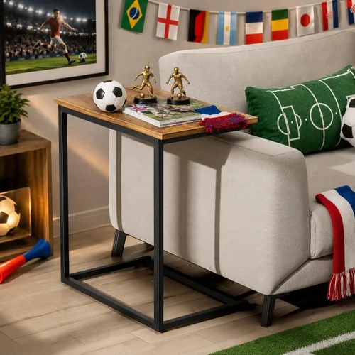 Miniatura 2 de Pipishell - Mesa auxiliar en forma de C de 27 pulgadas de alto, mesa lateral para sofá deslizable debajo, mesa de sofá en forma de C para sala