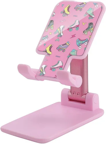 Miniatura 7 de Cute Retro Roller Skates Portable Cell Phone Stand Foldable Desktop Phone Holder Adjustable Height Angle with Print Pattern black-style-21