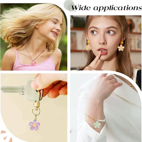 Miniatura 6 de DanLingJewelry 24 dijes de flores de cerezo de resina para mujer, joyería para hacer collares, aretes Colgantes de flores - 24 piezas