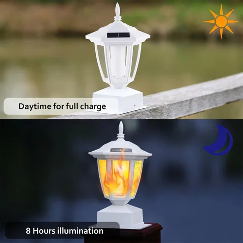 Miniatura 4 de Dynaming Paquete de 2 luces solares para postes de llama para exteriores, lámparas alimentadas por energía solar, luces LED de llama parpadeante