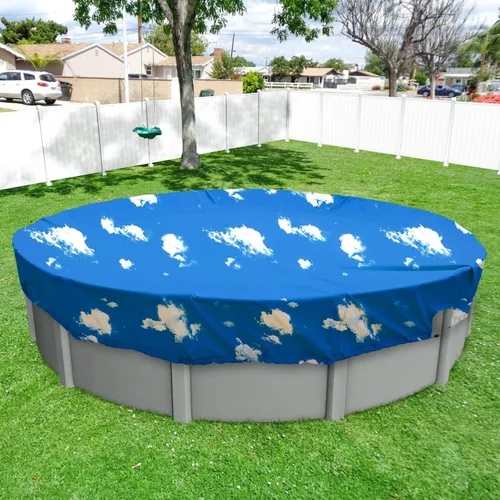 Miniatura 11 de Windscreen4less Cubierta de seguridad redonda impermeable para piscina de invierno de 9 pies con cable de alambre a lo largo de los bordes