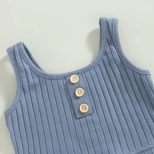 Miniatura 4 de MOREELUCK Conjunto de 2 piezas de camiseta sin mangas acanalada y pantalones cortos con cordón