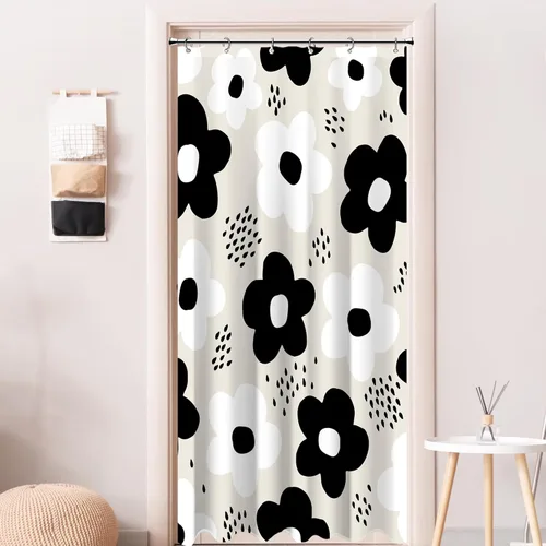 Miniatura 44 de Cortina de ducha pequeña para casa rodante, tamaño medio, estilo retro de los 70, con flores bonitas, estética abstracta de margaritas, decorativa