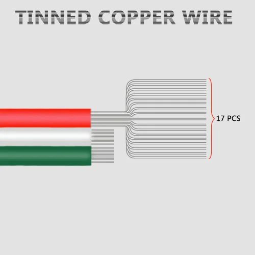 Miniatura 3 de Cable de extensión de conductor de 3 pines 10M 22 AWG, cable trenzado de cobre estañado para tira de LED RGB de color de ensueño WS2812B WS2811