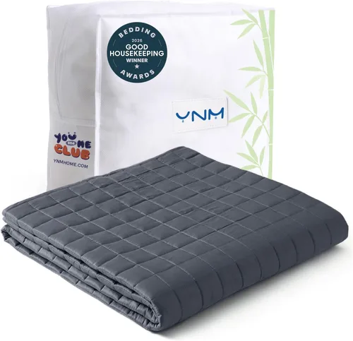 Miniatura 26 de YnM Manta con peso refrescante para adultos, terciopelo refrescante y acogedor de doble cara, manta pesada de 30 libras para parejas, uso en cuatro