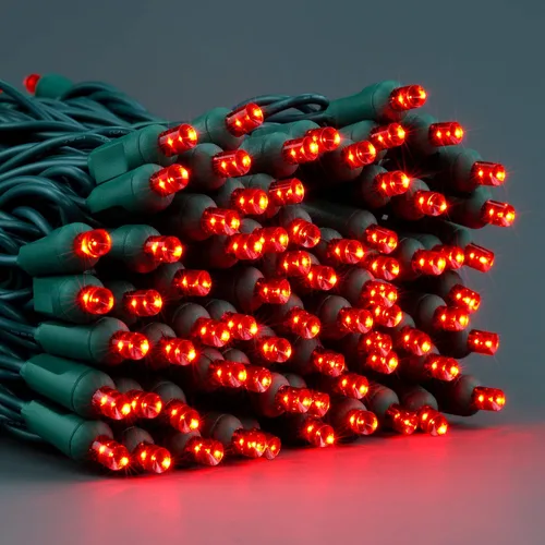 Miniatura 4 de YULETIME Luces LED de Navidad rojas de 0.197 in, 33 pies, 100 unidades de espacio de 4 pulgadas, de una sola pieza, gran angular, de gran angular