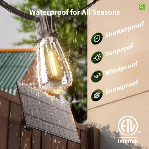 Miniatura 4 de KYY Luces de Cadena Solares de 78 Pies (72+6) para Exteriores con Puerto USB Control Remoto, LED Impermeables Alimentadas por Energía Solar
