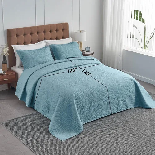 Miniatura 2 de Juego de colcha King de gran tamaño 128x120, edredón ligero para cama King extra alta y ancha o Cal King, incluye 1 edredón y 2 fundas de almohada