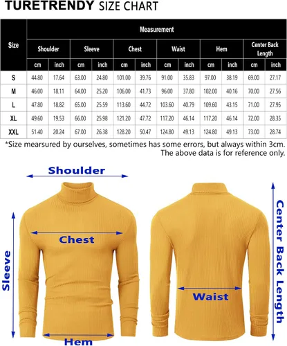 Miniatura 6 de TURETRENDY Camisetas elásticas para hombre, cuello alto, manga larga, de punto, casual, ajustadas, básicas
