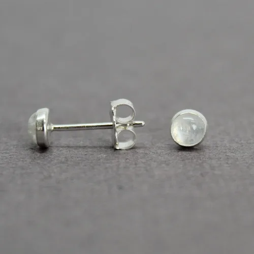 Miniatura 65 de Aretes de tuerca con piedras preciosas para mujeres y niñas, bisel redondo de 0.157 in de plata esterlina 925