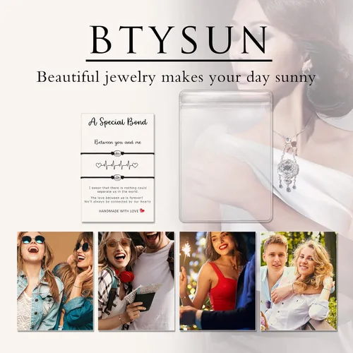 Miniatura 7 de Btysun Pinky Promise Pulseras para parejas, amigos, regalos iniciales a juego, regalos de cumpleaños para mujeres, novia, novio, mejor amigo
