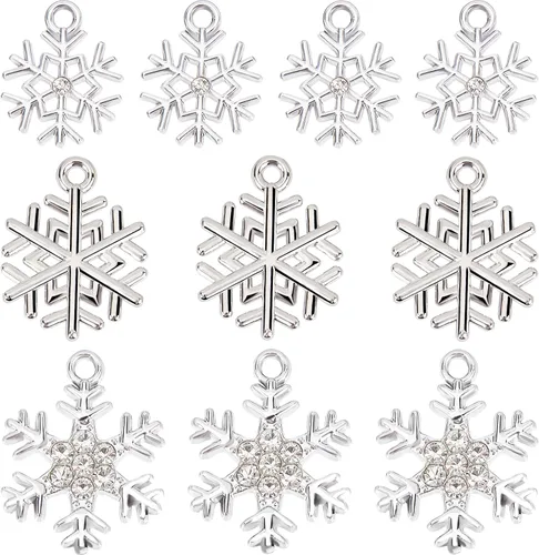 Miniatura 7 de SUNNYCLUE 1 caja 20 piezas dijes de copo de nieve dije de nieve invierno acero inoxidable doble cara estrella hueca planos redondos colgantes de 1