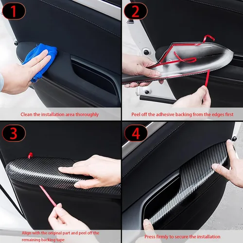 Miniatura 8 de YOUTOOCAR 2 cubiertas para panel de palanca de cambios compatibles con accesorios Kia EV6 2022-2026 (patrón de fibra de carbono)